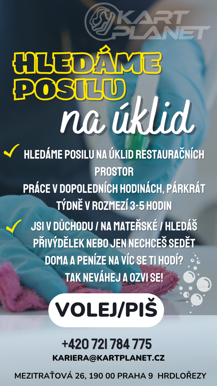 HLEDÁME POSILU NA ÚKLID